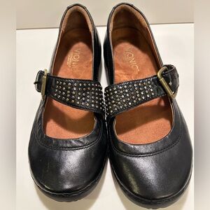 Vionic Black Leather Studded Flats